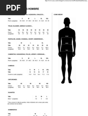 Guia De Tallas Hombre Zara Usa Pdf