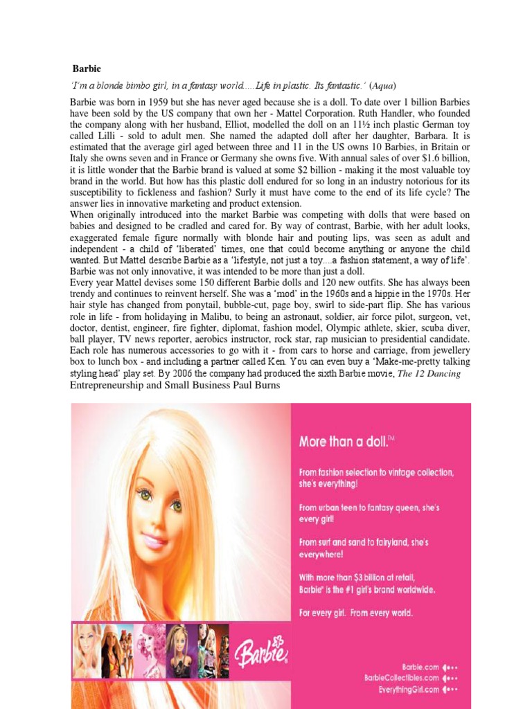 Barbie case study answer image