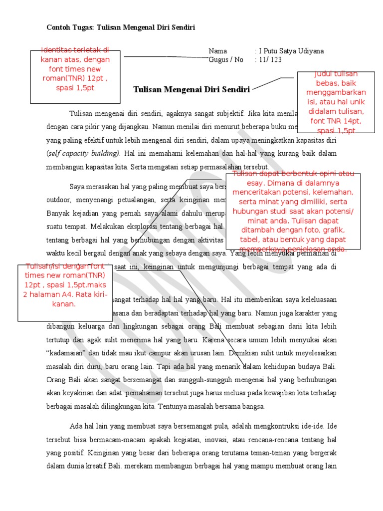 Contoh Tugas Mengenal Diri Pdf