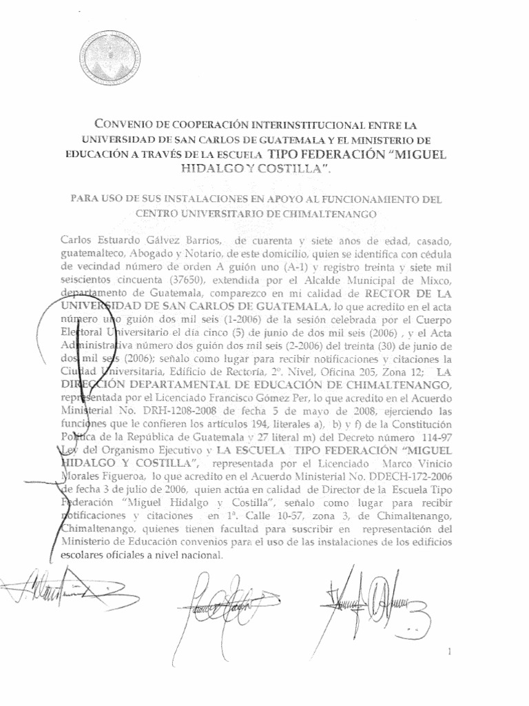 CONVENIO DE COOPERACION INSTERINSTITUCIONAL ENTRE LA USAC Y EL ...