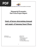 Managerial Economics End Term Project Report: Study of Factors Determining Demand and Supply of Samsung Smart Phone