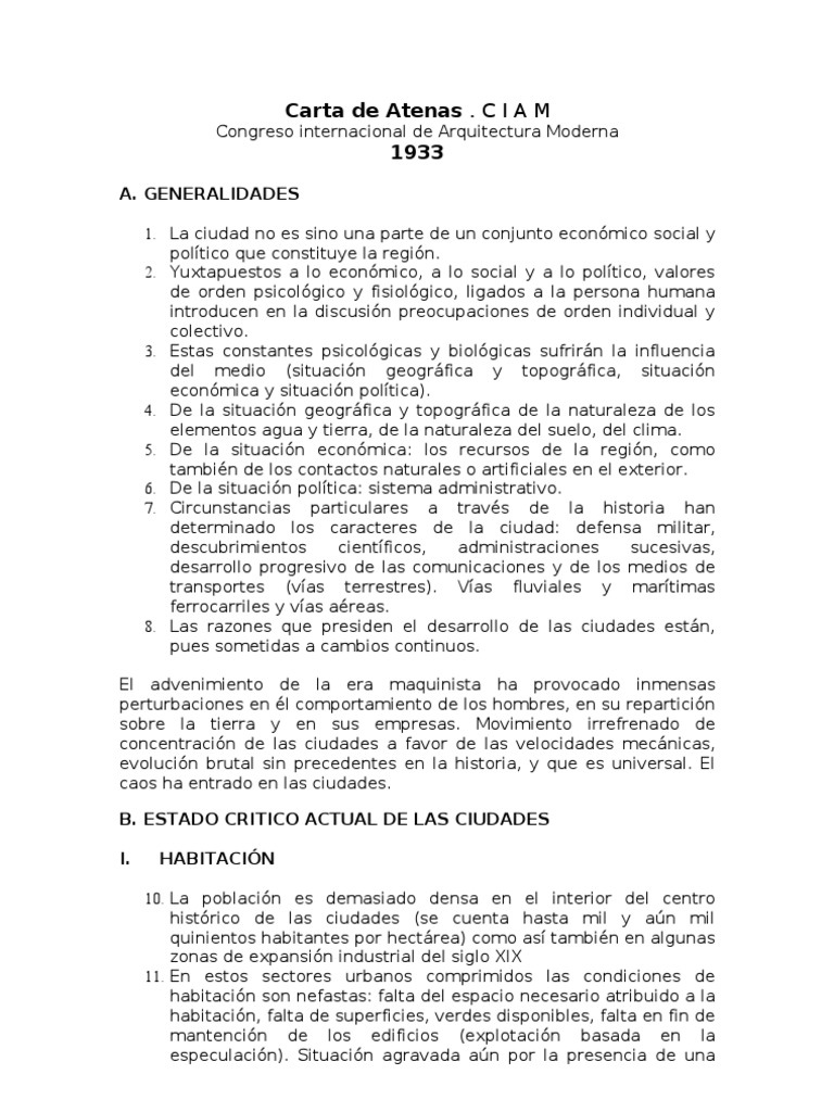 Carta De Atenas De Le Corbusier Pdf Jepen Gel n