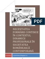 Necesitatea Formării Continue În Contextul Dinamicii Profesionale În Societatea Românească Contemporană