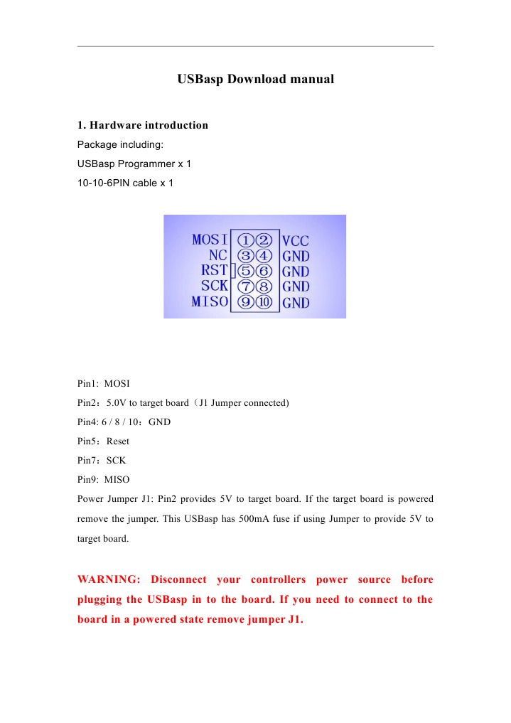 Usbasp Download Manual: 1. Hardware Introduction | PDF
