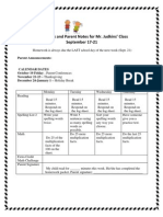 Homework and Parent Notes For Mr. Judkins' Class September 17-21