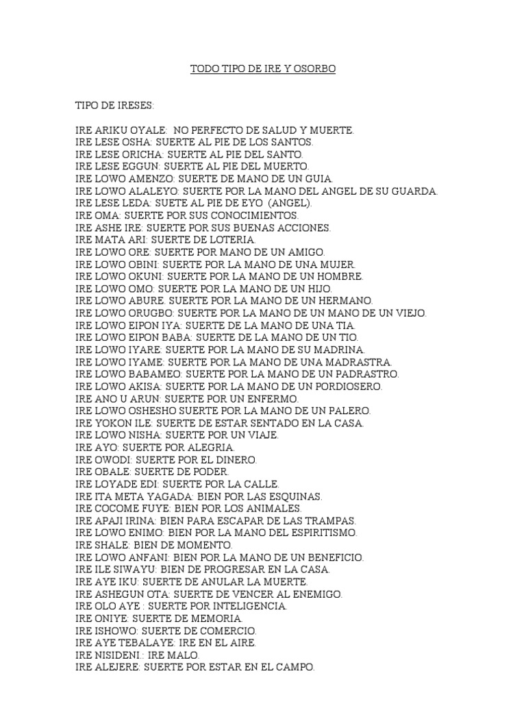 Todo Tipo De Ire Y Osogbo Pdf