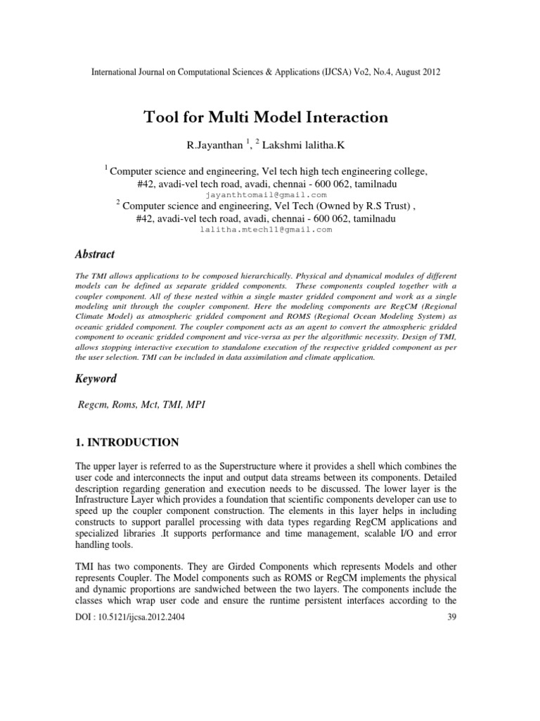 Tool for Multi Model Interaction in Climate Modeling | PDF | Message ...