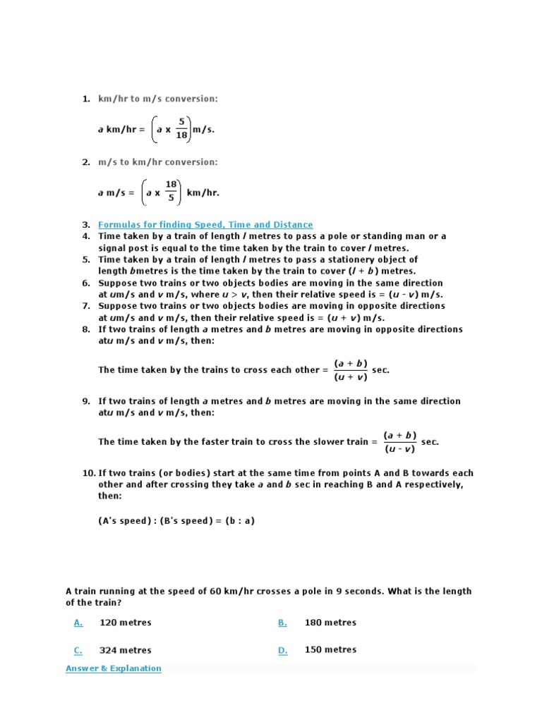 Speed and Distance Calculations | PDF | Speed | Test (Assessment)