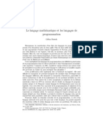 Le Langage Mathématique Et Les Langages de Programmation (G Dowek)