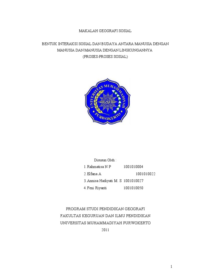 Makalah Geografi Sosial