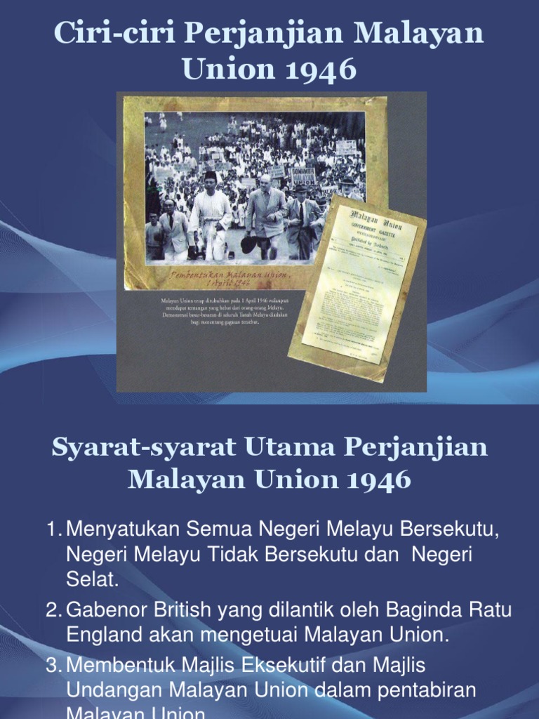 Ciri Ciri Perjanjian Malayan Union 1956 Pdf