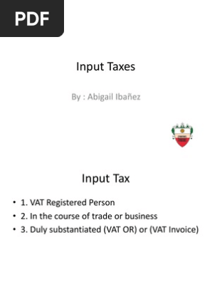 Taxation (Input Taxes)