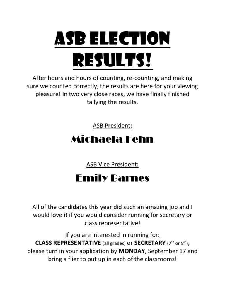 ASB Election Results | PDF