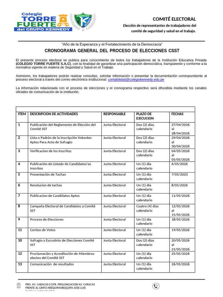 Cronograma CSST Satt 2026 | PDF | Elecciones | Toma de decisiones grupales