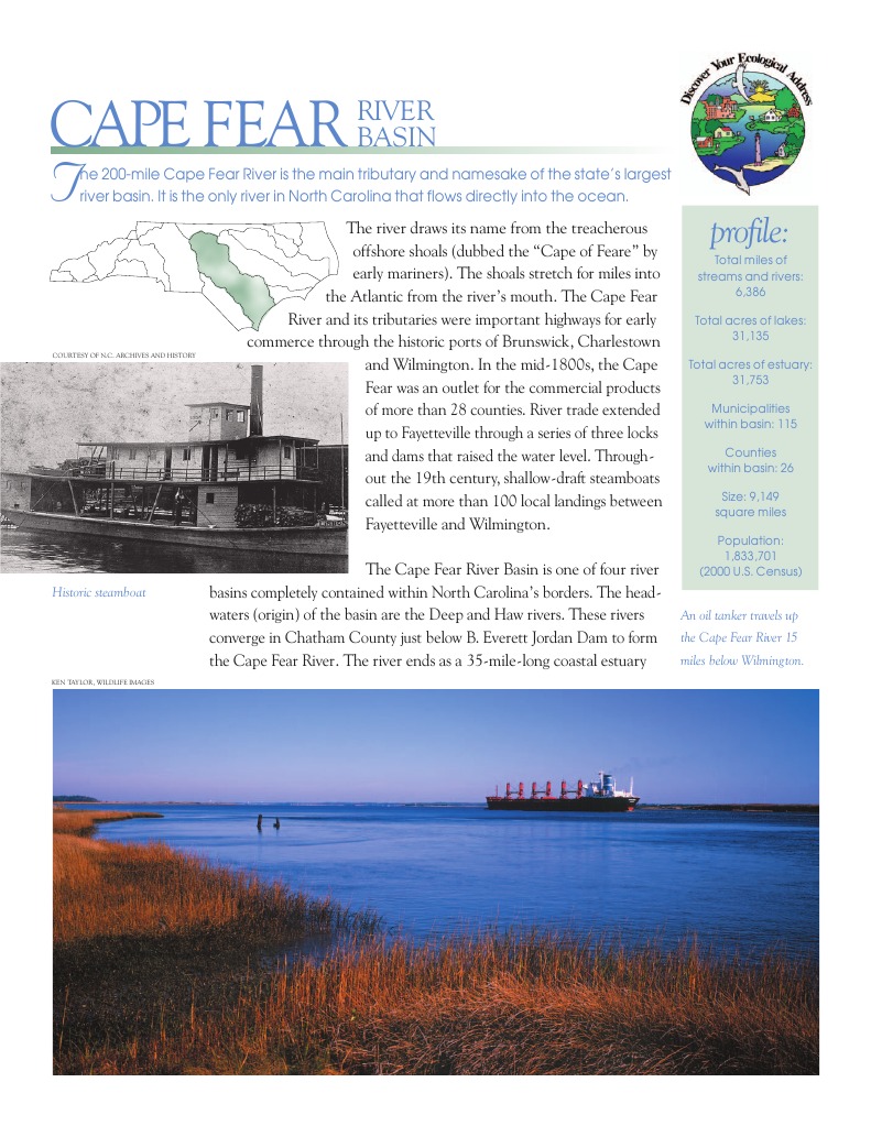 Cape Fear River Basin Facts : The Cape Fear River – HBPB
