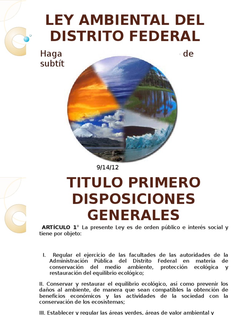 Ley Ambiental Del Distrito Federal Desarrollo sostenible