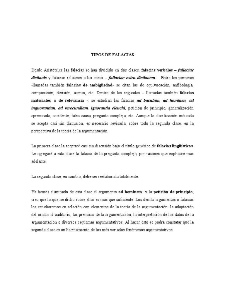 Tipos de Falacias