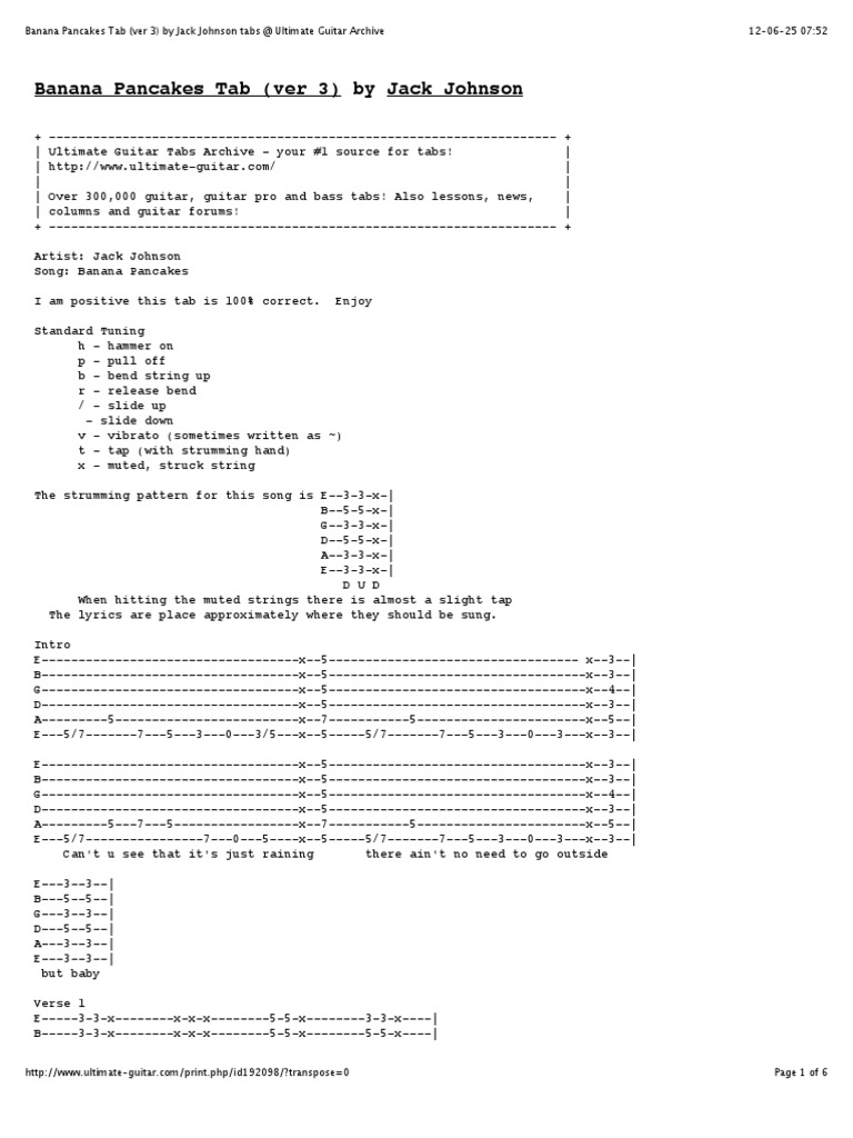 Banana Pancakes Tab Guitars Celtic Musical Instruments