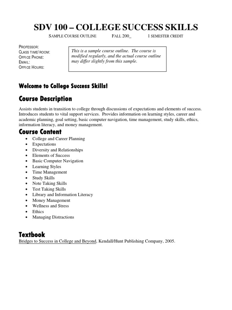 Sample Course Outline Student Financial Aid In The United States
