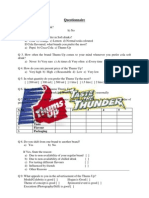 Questionnaire For Thums Up