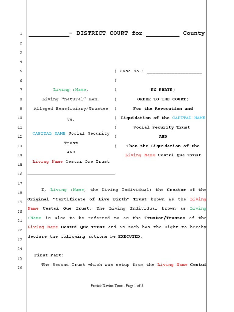 Court Order to Close Trust Beneficiary (Trust) Trust Law