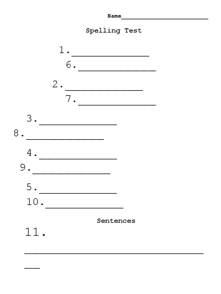 Spelling Test PDF
