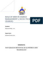 Role of HRM in Change Management: (Socio-Technical Change) : Paf-Karachi Institute of Economics and Technology