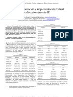 Planeación e implementación virtual de direccionamiento IP.