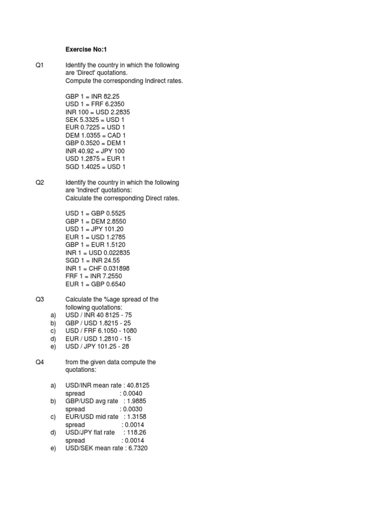 Currency Quotations and Calculations Guide | PDF