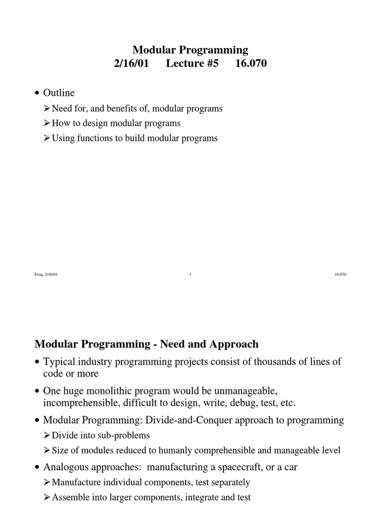 Modular Programming | PDF | Computers | Technology & Engineering