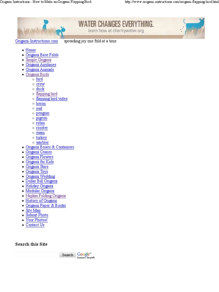 Flap Bird Paper Folding Origami