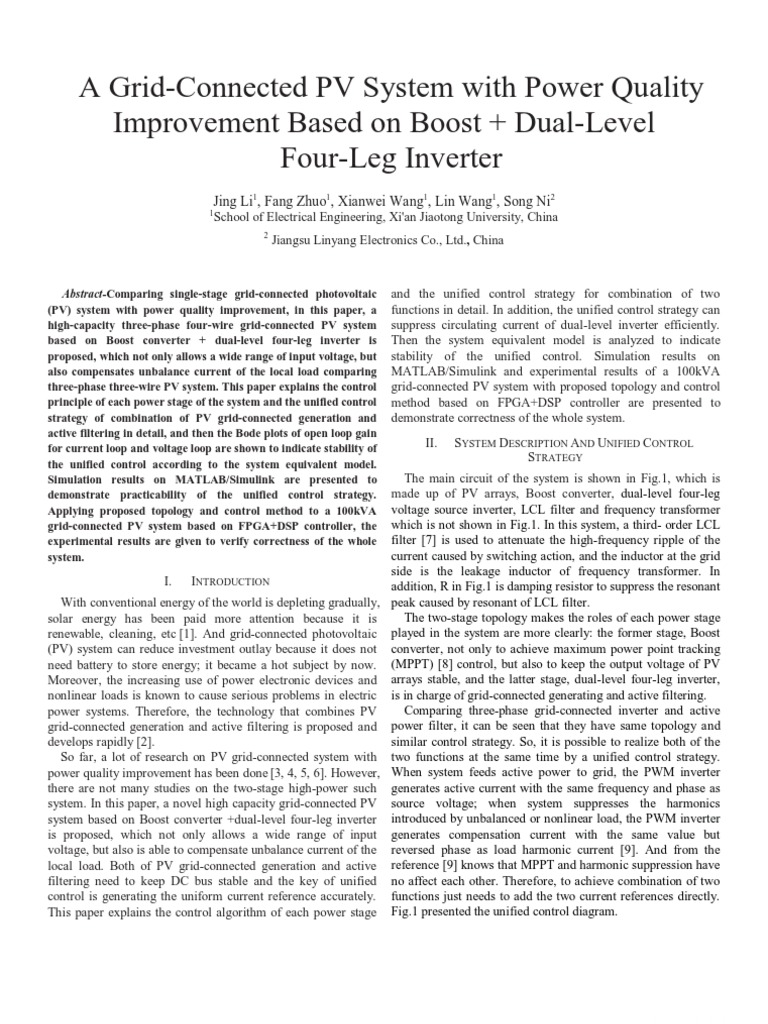 A Grid-Connected PV System With Power Quality Improvement Based On ...