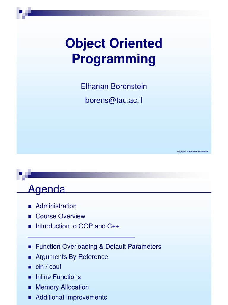 מונחה עצמים- הרצאה 1 | PDF | C++ | Object Oriented Programming
