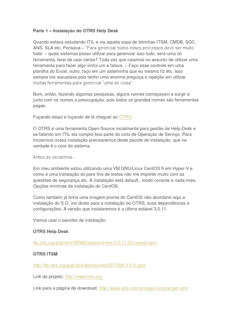 Instalação do OTRS Help Desk no CentOS | PDF | Central de atendimento ...