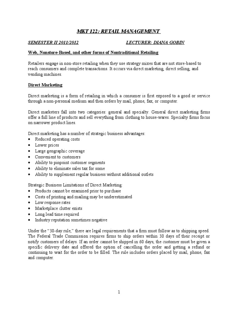 Nonstore Retailing and Direct Marketing Insights | PDF | Direct ...