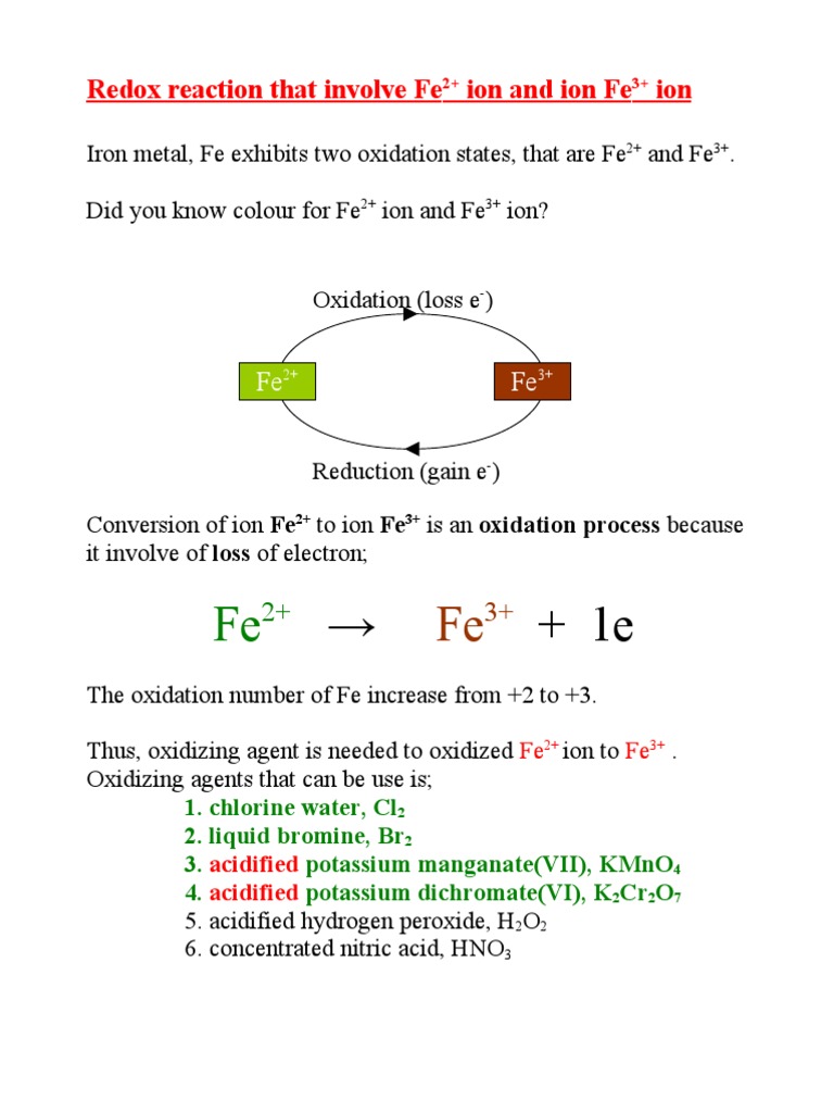 4 Changes of Iron(II) Ions to Iron(III) and Vice Versa Redox Iron