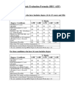 HEC Academic Evaluation Formula