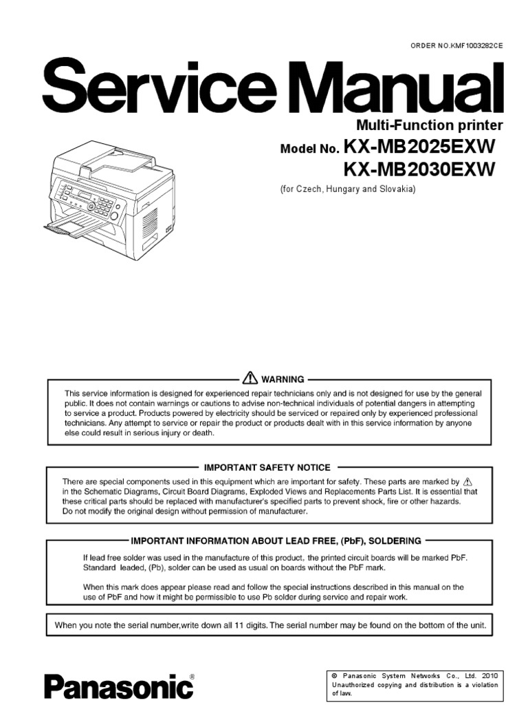 Panasonic Kx Mb25 30 Service Manual Fax Image Scanner