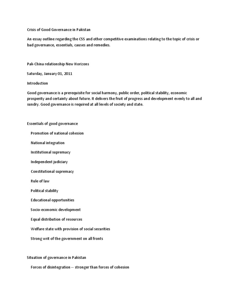 Solution of bad governance in pakistan image