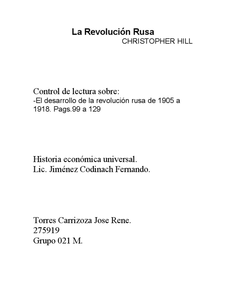 Desarrollo de la Revolución Rusa 1905-1918 | PDF | Vladimir Lenin ...