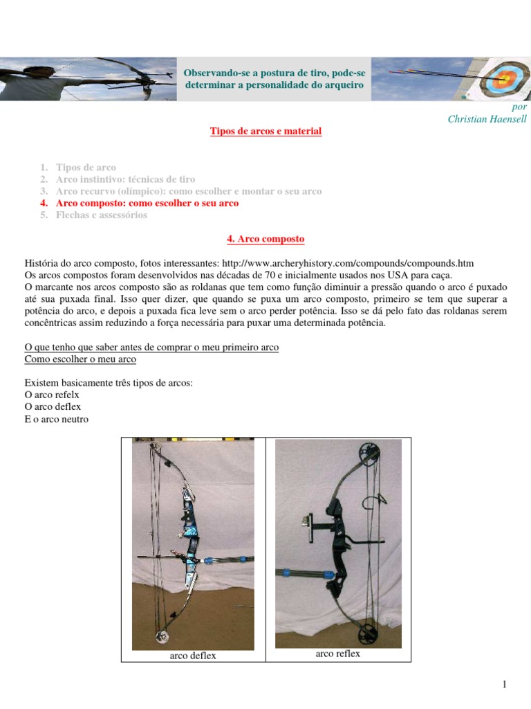 Tipos de Arcos Composto1 | PDF | Arco e flecha | Flecha