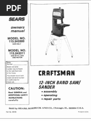 Craftsman 12-Inch Bandsaw Manual