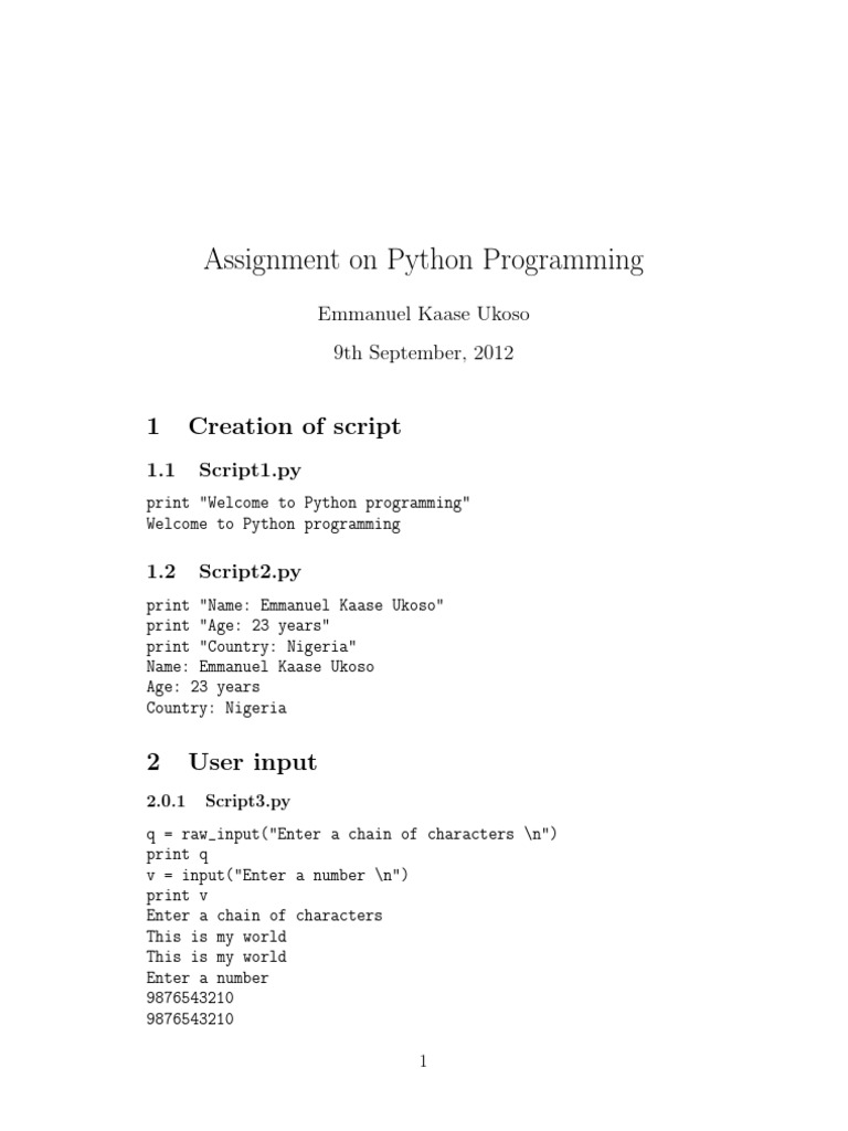 Python Programming Assignment Overview | PDF