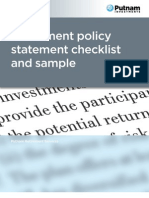 Investment Policy Statement Checklist and Sample: Putnam Retirement Services
