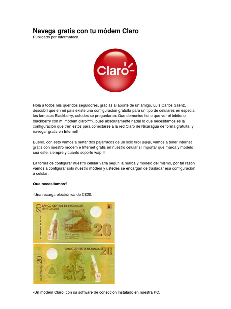 Configuración gratuita de para módem y celular Claro en
