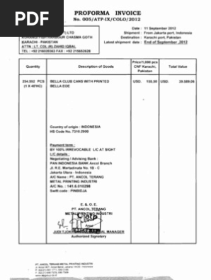 Contoh Proforma Invoice Accounting