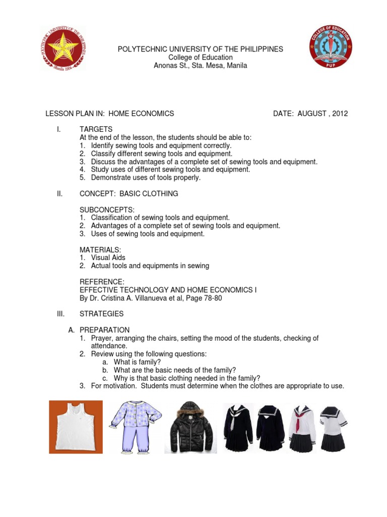 Lesson Plan PDF Sewing Seam (Sewing)