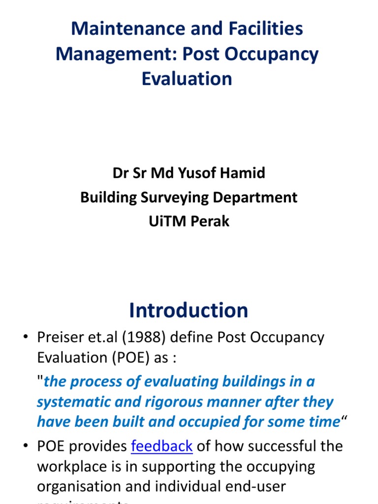 Post Occupancy Evaluation (POE) | PDF | User Experience | Usability