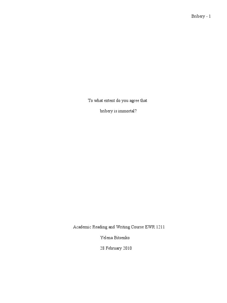 corruption and bribery essay