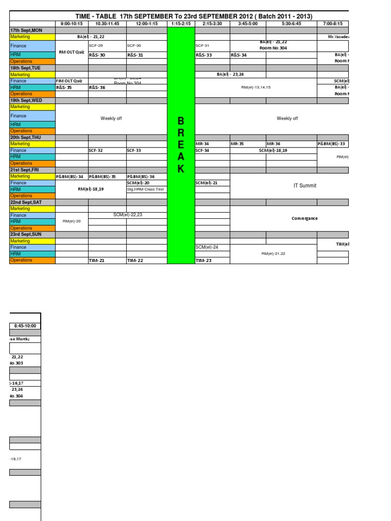 Weekly Class Schedule: Sept 17-23, 2012 | PDF | Computers | Technology ...